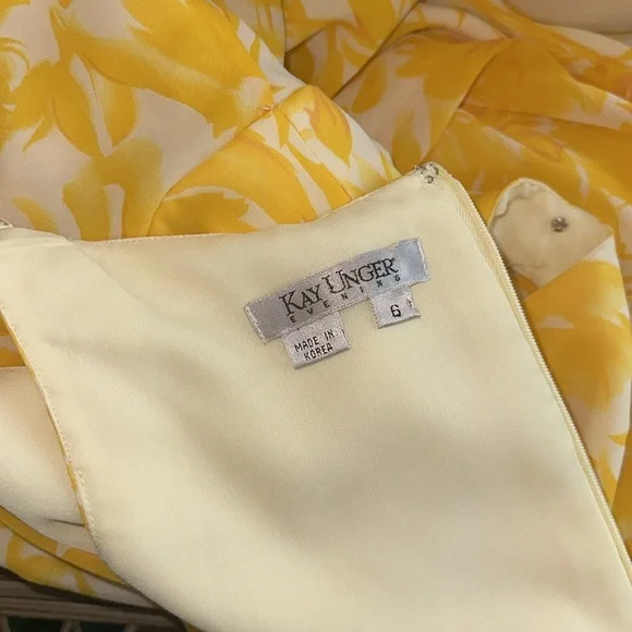 Kay Unger Evenings 100% Silk Yellow Dress EUC - Picture 7 of 8